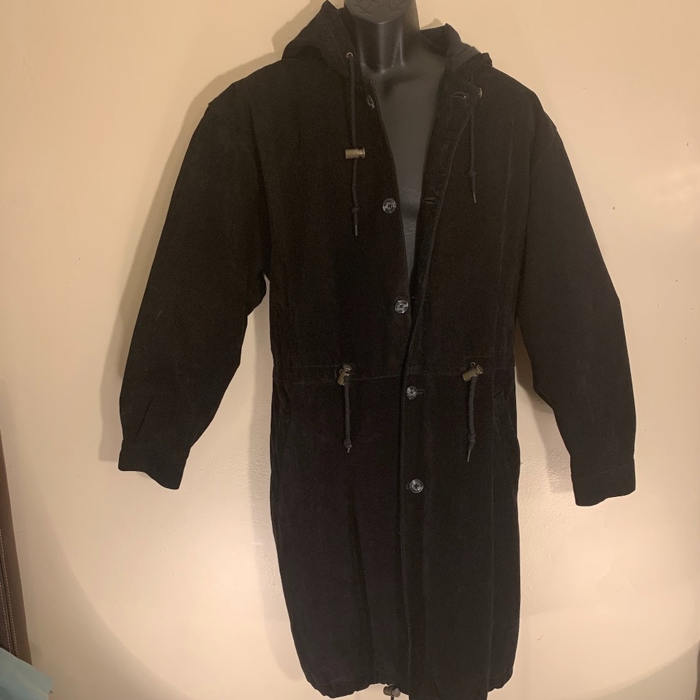 Hooded Suede Leather Trench Coat Small / Medium Made by Cosi 100% leather
